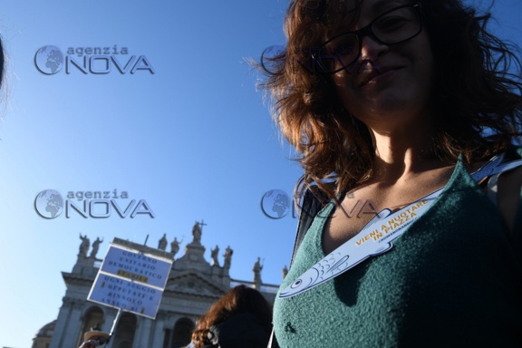 Manifestazione delle sardine a Roma , in Piazza San Giovanni