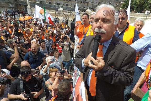 Roma, manifestazione dei gilet arancioni a piazza del Popolo