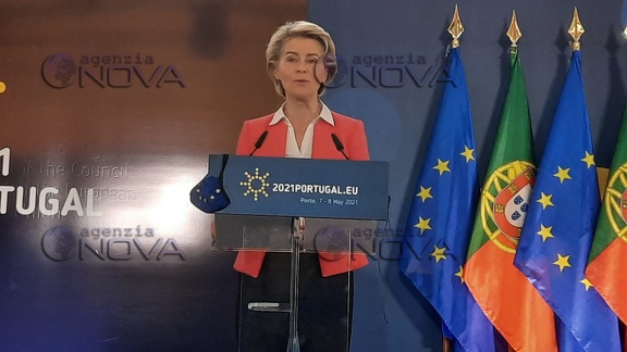 Ursula Von der Leyen - conferenza stampa vertice Oporto 4